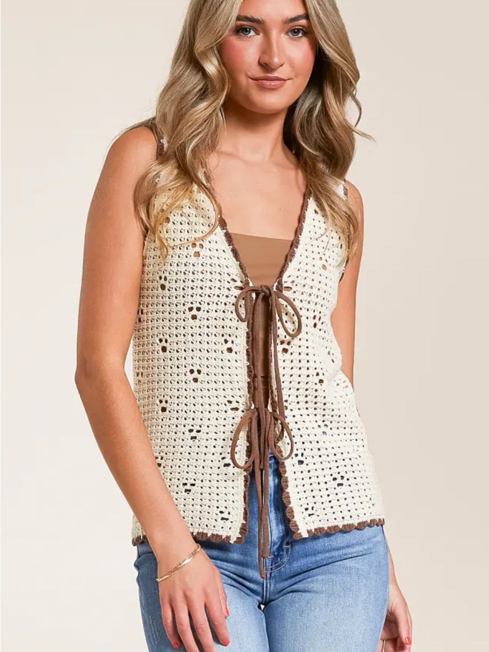 NWOT WILLOW & ROOT FRONT TIE SWEATER TANK TOP